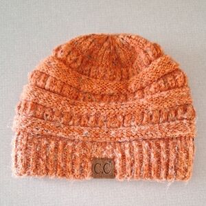 CHANEL Kids Vibrant Orange Knit Hat